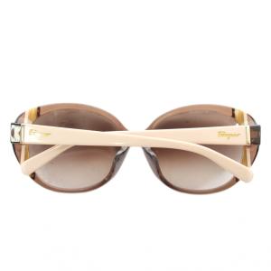 Salvatore Ferragamo 眼鏡 サングラス セルフレーム グラデーション ラウンド ロゴ 5816-140 茶色 ブラウン ピンク