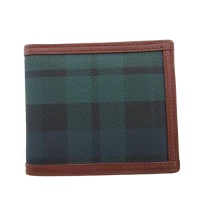 二つ折り財布 ウォレット ブラックウォッチ レザー チェック ポニーロゴ 茶 ブラウン /FF GY18
