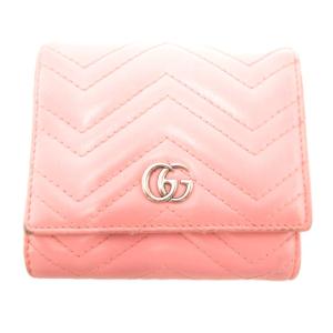 GGマーモント 二つ折り財布 小銭入れ ロゴ ステッチ 598629・534563 ピンク /JS GY17