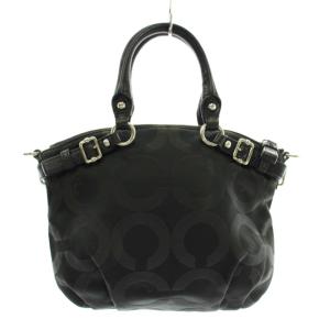 COACH ハンドバッグ ショルダー 2WAY キャンバス レザー オプアート 総柄 ロゴ 黒 ブラック 18651