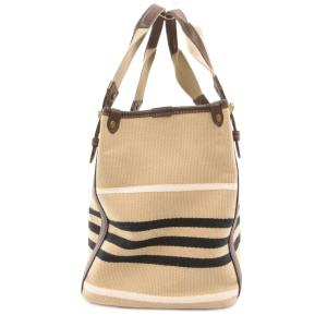 BURBERRY BLUE LABEL ハンドバッグ キャンバス ロゴ刺繍 レザーハンドル 茶 ブラウン /JS GY18