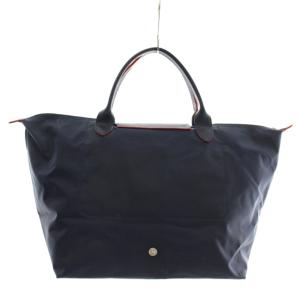 Longchamp ル プリアージュ トートバッグ ナイロン レザー ロゴ 刺繍 紺 ネイビー /XZ GY05