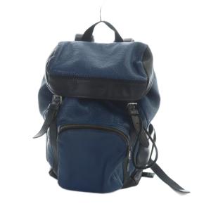F56013 リュックサック バックパック ロゴ レザー 黒 ブラック 青 ブルー GY18 /MQ