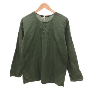 シャツ ノーカラー グリーン