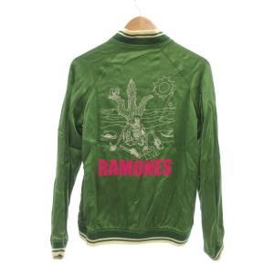 HYSTERIC GLAMOUR RAMONES ラモーンズ スカジャン ブルゾン ジャケット サテン スカル刺繍 F 緑 グリーン /UO