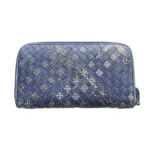 長財布 ウォレット レザー イントレチャート ラウンドファスナー ロゴ 紺 ネイビー GY18 /MQ