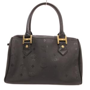 MCM ハンドバッグ 2WAY レザー切替 ロゴ 総柄 黒 ブラック /JS GY13