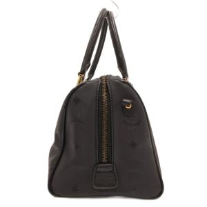 MCM ハンドバッグ 2WAY レザー切替 ロゴ 総柄 黒 ブラック /JS GY13