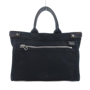 ガール GIRL  NAKED  TOTE BAG ハンドバッグ コットンサージ ロゴ ステッチ 紺 ネイビー