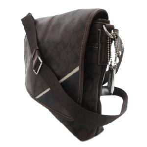 COACH ショルダーバッグ クロスボディ 斜め掛け シグネチャー フラップ ロゴ レザー 茶 ブラウン 70339