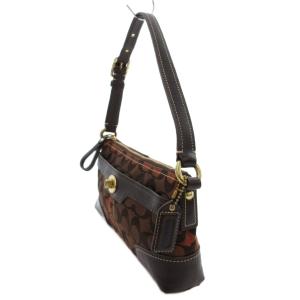 COACH ショルダーバッグ 肩掛け シグネチャー レザー キャンバス 茶 ブラウン 11057 /FF GY11