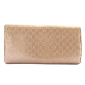 GUCCI 長財布 二つ折り エナメル シャイニーマイクログッチシマ 総柄 リボン ピンク /XZ OH GY11