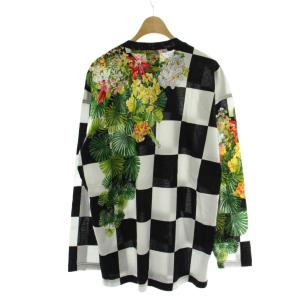 Tシャツ L 黒 ブラック 白 ホワイト 長袖 チェック柄 ボタニカル柄 トップス カットソー /PP