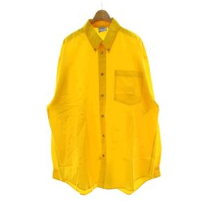 カジュアルシャツ XL 黄 イエロー 長袖 ボタンダウンカラー 胸ポケット トップス /PP GY18