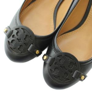TORY BURCH パンプス レザー ラウンドトゥ チャンキーヒール ロゴ 5.5M 22.5cm 黒 ブラック /XZ GY18