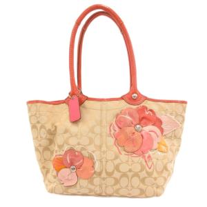 F16276 シグネチャー トートバッグ キャンバス 花モチーフ ベージュ ピンク /JS GY18
