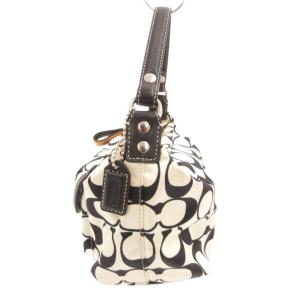 COACH ハンドバッグ シグネチャー ファスナー開閉 白 ホワイト 黒 ブラック /JS GY18
