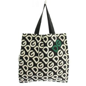 DOLCE&GABBANA トートバッグ エコバッグ キャンバス モノグラム DGロゴ 総柄 黒 ブラック 白 ホワイト /XZ GY11