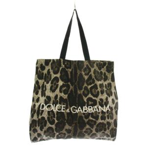 DOLCE&GABBANA トートバッグ エコバッグ キャンバス ヒョウ柄 レオパード ロゴ 茶色 ブラウン /XZ GY11