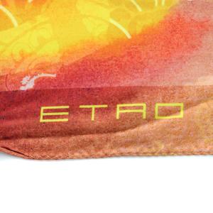 ETRO 大判スカーフ ストール ロゴ 総柄 ペイズリー柄 絹 シルク マルチカラー GY18 /MQ