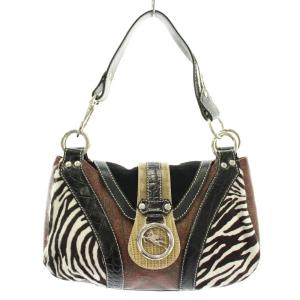 ハンドバッグ ハラコ スエード ペイズリー柄 ゼブラ柄