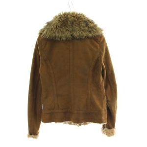 ARMANI JEANS ジャケット 上着 フェイクレザー 38 茶 ブラウン ファー襟 長袖 袖口ファー ショート丈 B21AF