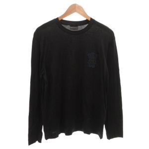 ロンT Tシャツ カットソー 長袖 マンガベア 刺繍 L 紺 ネイビー /FF GY18