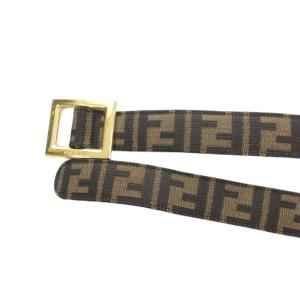 FENDI ベルト ズッカ柄 ゴールドバックル ブラック ベージュ系 /UO GY18