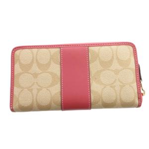 COACH 長財布 ウォレット 小銭入れあり シグネチャー PVC レザー ベージュ ピンク F54630 /FF