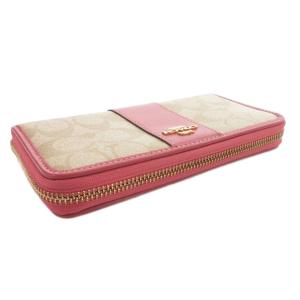 COACH 長財布 ウォレット 小銭入れあり シグネチャー PVC レザー ベージュ ピンク F54630 /FF
