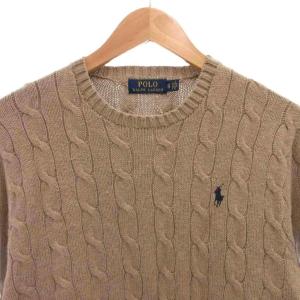 POLO RALPH LAUREN ケーブルニット セーター ポニー刺繍 ロゴ 長袖 XS 茶 ブラウン /FF GY18