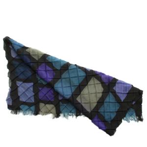 ISSEY MIYAKE ストール スカーフ 薄手 絹 シルク混 プリーツ 総柄 フリンジ マルチカラー /XZ GY18