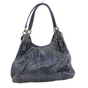COACH ハンドバッグ 手提げ パイソン型押し レザー 革 青 ブルー 16506 /FF GY18