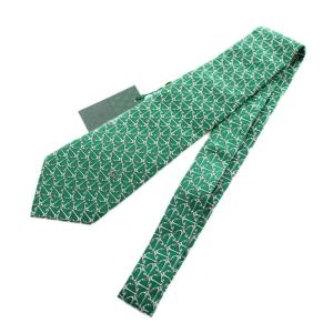 GUCCI ネクタイ ワイドタイ 絹 シルク ロゴ 総柄 緑 グリーン GY11 /MQ OH