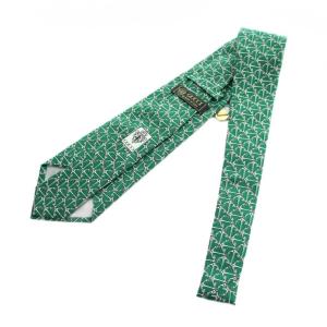 GUCCI ネクタイ ワイドタイ 絹 シルク ロゴ 総柄 緑 グリーン GY11 /MQ OH