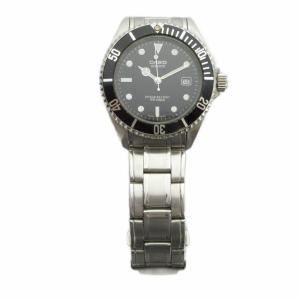 CASIO MTD-1043 腕時計 ウォッチ クォーツ 黒文字盤 カレンダー付き デイト シルバー色 GY18 /MQ