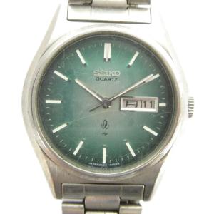 ジャンク品 2623-0100 腕時計 ウォッチ クォーツ カレンダー付き 緑文字盤 シルバー色 GY18