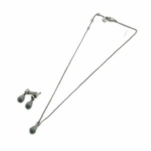 ネックレス ピアス セット アクセサリー 両耳用 ラインストーン 青 ブルー GY11 /MQ