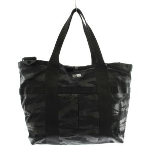 トートバッグ ショルダー 2WAY タイガーストライプ 迷彩柄 カモフラ 総柄 ロゴ 黒 ブラック /XZ