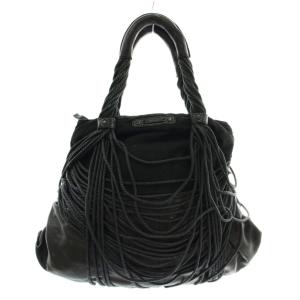 ヴィンテージ ロープバッグ ハンドバッグ トート レザー ロゴ 黒 ブラック /XZ GY18