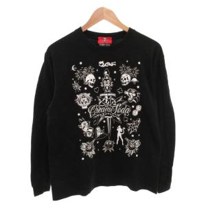Tシャツ カットソー 長袖 ロンT ロゴ プリント M 黒 ブラック /FF GY18