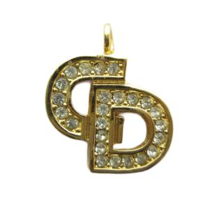 ネックレス トップのみ アクセサリー ペンダント ロゴ ラインストーン ゴールド色 GY18 /MQ OH