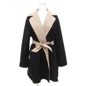 Max Mara Studio MaxMaraStudio リバーシブル ガウンコート ジャケット ハーフ丈 ビジューベルト 38 グレー 紺 ネイビー /JS GY11
