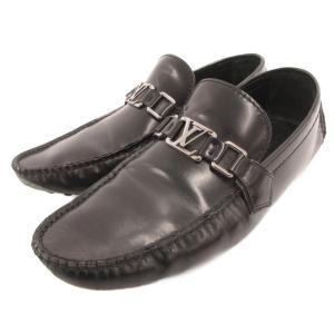 ローファー ドライビングシューズ スリッポン ロゴ金具 レザー ロゴ 7 黒 ブラック /JS GY18