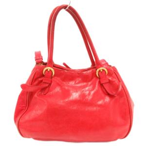 miumiu 2WAY ハンドバッグ レッド クラックレザー