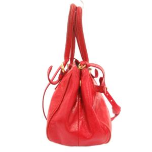 miumiu 2WAY ハンドバッグ レッド クラックレザー