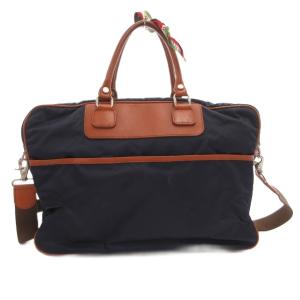Orobianco ブリーフケース ハンドバッグ 2WAY ショルダー ナイロン レザー ロゴ 茶 ブラウン 紺 ネイビー