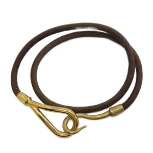ジャンボ チョーカー 2連 ブレスレット 2WAY レザー ロゴ 茶 ブラウン GY17 /MQ OH