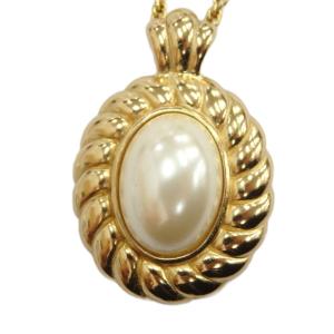 ネックレス アクセサリー ペンダント フェイクパール ロゴ 刻印 ゴールド色 GY17 /MQ OH