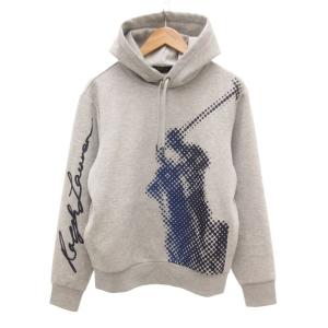 プルオーバーパーカー フーディー ビッグポニープリント S グレー カンガルーポケット /JS GY18